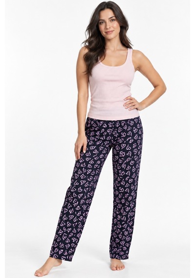 Fit Women Kadın Trend Günlük Bluz Pembe Desenli Pijama Takımı