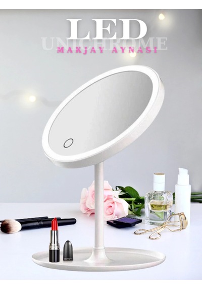 Dokunmatik Led Işıklı Usb Li Yuvarlak Masa Üstü Makyaj Aynası Makyaj Aynası Ledli Çok Renkli