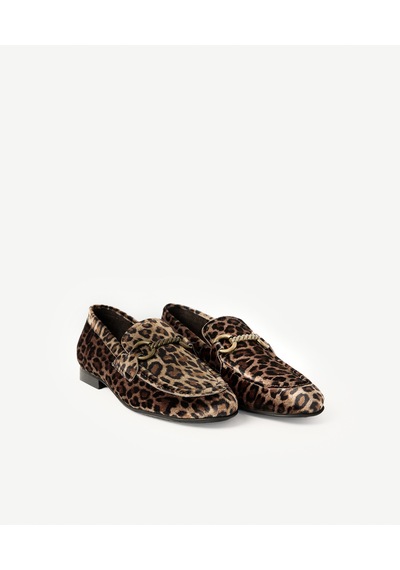 Yargıcı Leopar Baskılı Kadife İnce Tabanlı Loafer 26kkay4011x 018 Açık Kahve
