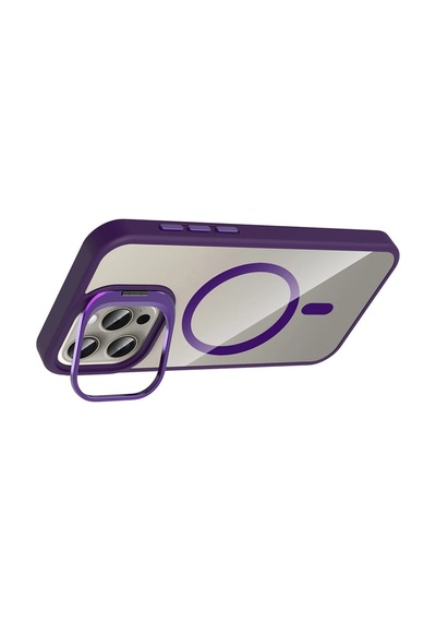 Joko Apple İphone 14 Pro Max Remim Lensli Magsafe Standlı Kapak - Derin Mor 0.2M-Çok Renkli