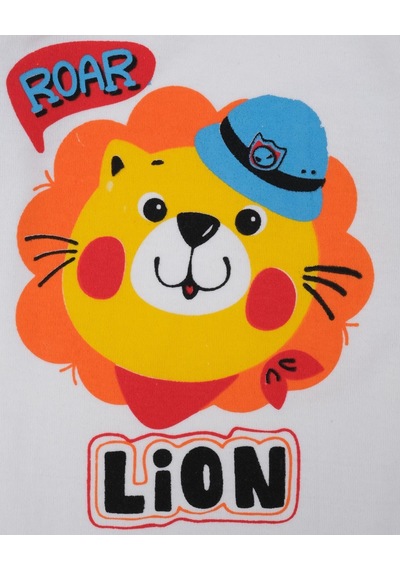 Bebelop Lion Baskılı Uzun Kollu Çıtçıtlı Zıbın 001