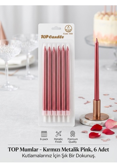Top Candle Pasta Mumu 6 Adet Doğum Günü Ve Parti Kutlama Seti No:2