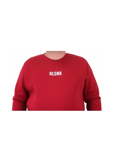 Starbattal Erkek Büyük Beden Sıfır Yaka Sweat Hlsnk 23204 Bordo-Bordo