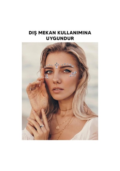 Gümüş Taşlı Makyaj Yüz Süsü