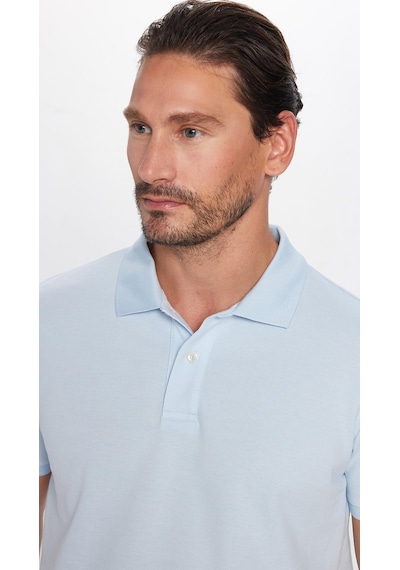 Tudors Erkek Slim Fit Dar Kesim %100 Pamuk Mavi Polo Yaka Tişört-32717 Mavi