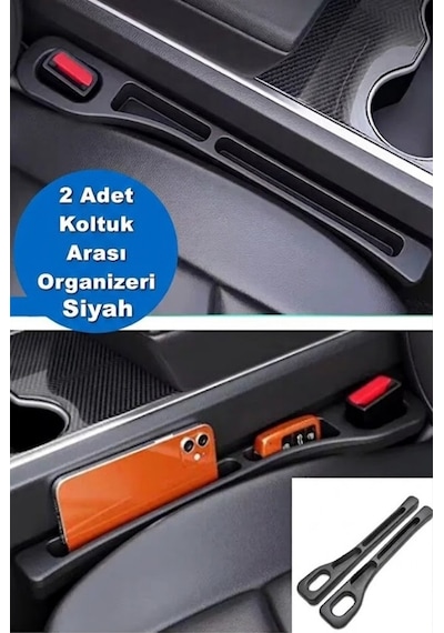 Mucit Home 2 Adet Araba Koltuk Arası Düşme Engelleyici Organizer Araç İçi Telefon Tutucu Siyah Renk