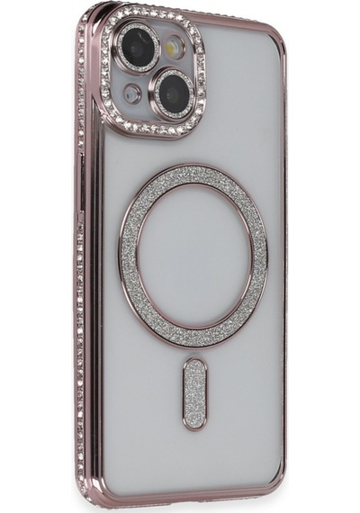 Apple iPhone Uyumlu - 13 Kılıf Joke Simli Magneticsafe Kılıf - Pembe
