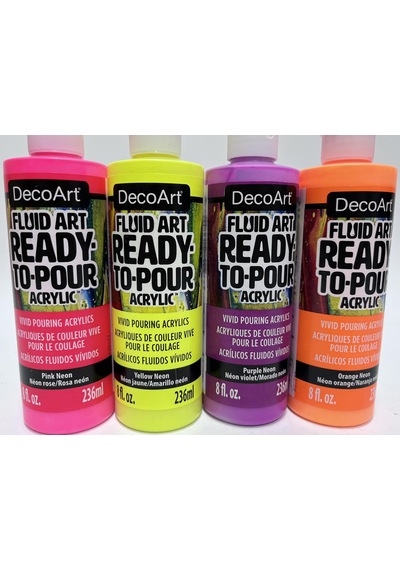 Decoart Decoart Fluid Art Ready-to-pour Neon Akrilik Boya Seti 8oz 4 Adet Çok Renkli