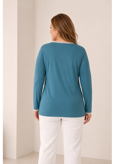 Bihan Store Detay.y26-642 V Yaka Penye Bluz YEŞİL