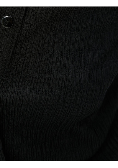 Koton Slim Fit Gömlek Uzun Kollu Bürümcük Kumaş Siyah 3sak60013ek