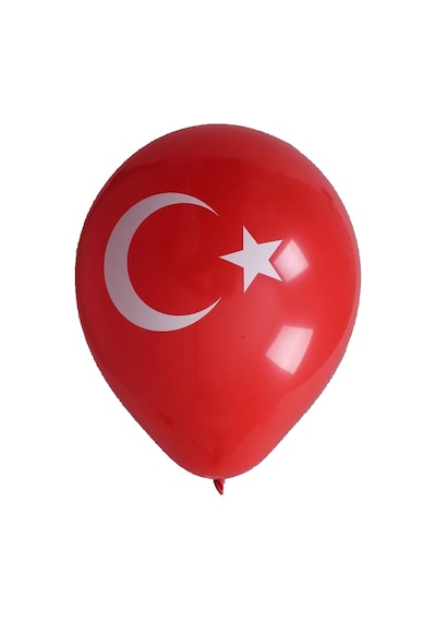 Türk Bayrak Baskılı 16'Lı Balon Kırmızı Beyaz Bayrağı 23 Nisan