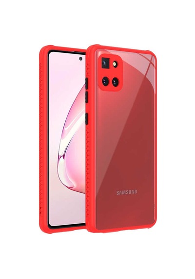 Samsung Galaxy Uyumlu A81 Note 10 Lite Kılıf Köşe Ve Kamera Korumalı Arkası Şeffaf Renkli Tuşlu Kapak Kaff