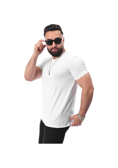 Mcz Giyim Beyaz Renk Bisiklet Yaka Düz Erkek T-shirt