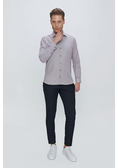 Efor Gk 672 Slim Fit Bordo Klasik Gömlek Bordo