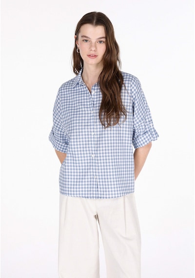 Colin's Colins Regular Fit Shirt Neck Kareli Kadın Mavi Roll-up Gömlek Cl1074029 Q1.v1 Ble Mavi