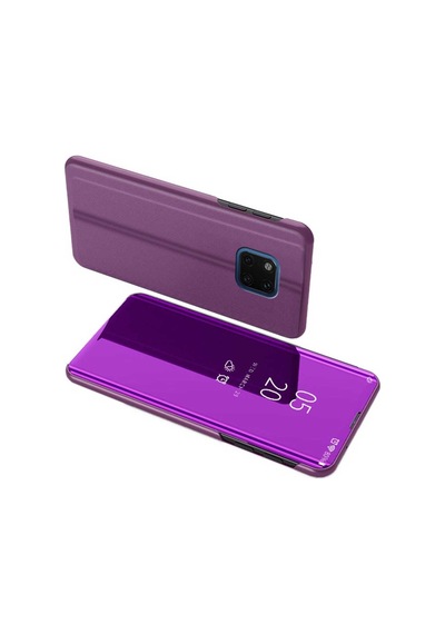Huawei Mate 20 Pro Aynalı Kapaklı Lüx Kılıf Mor