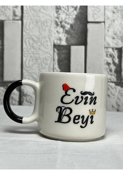 Seradag Çiftler İçin , Evin Hanımı Evin Beyi Seramik 2'li El Yapımı Çay Kave Kupa Bardak