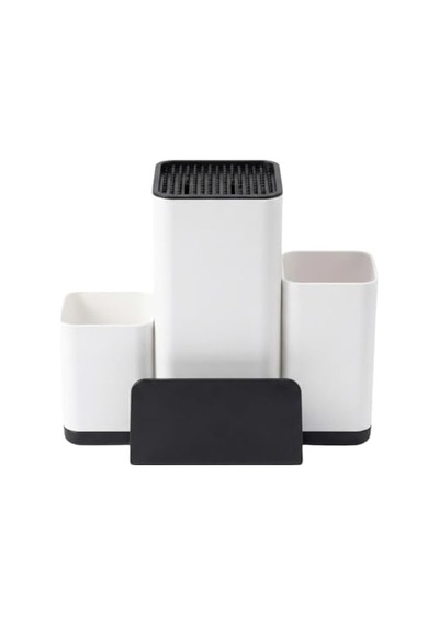 Bıçak Organizeri Ve Mutfak Gereçleri Düzenleyici Çok Bölmeli Kaymaz Tabanlı Modern Bıçaklık, Ahşap Ve Metal Bıçaklara Uygun Saklama Standı, Kaşık Spatula Ve Kepçe Düzenleyici 7009
