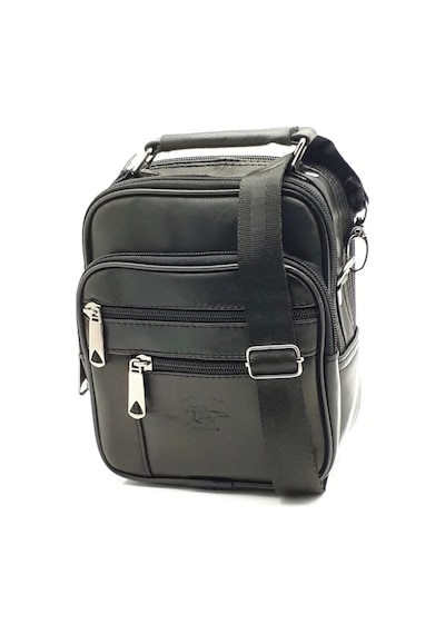 Newish Polo Erkek Siyah Hakiki Deri Çelik Kasalı Omuz Ve El Çantası 15x19cm New274 Siyah