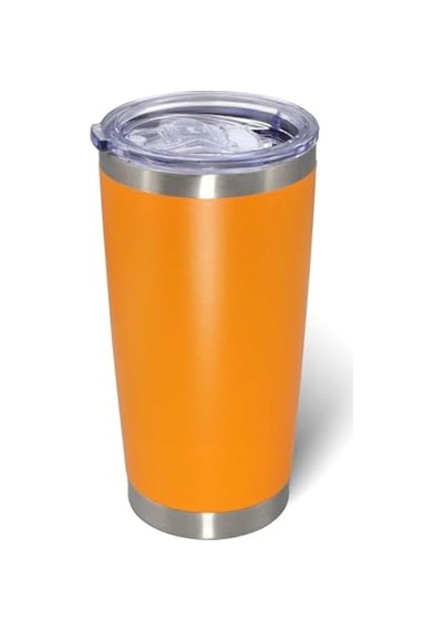 Çift Katmanlı Paslanmaz Çelik Pipet Girişli 600ml Sıcak Soğuk Tutan Bardak Termos Mug - Fc1142 Turuncu Genel