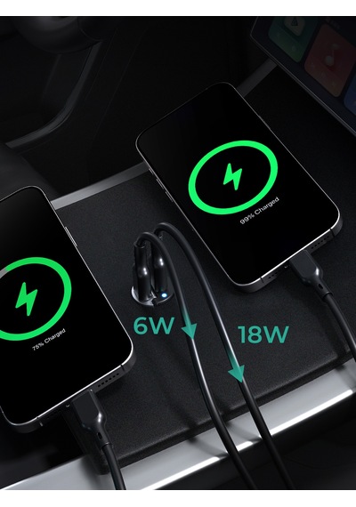 Aukey Cc-a4-bk 30w 2 Port Type-c Pd Destekli Araç Şarj Cihazı - Siyah