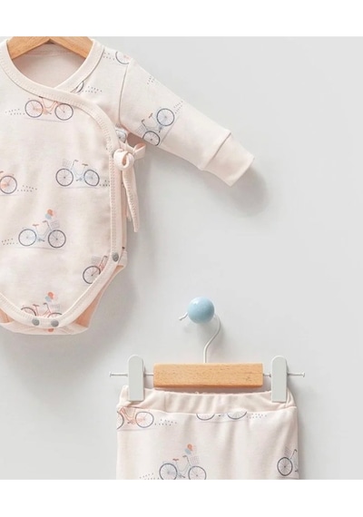By Bubbles Kruvaze Yaka 2'li Bebek Takımı Ekru Bisiklet