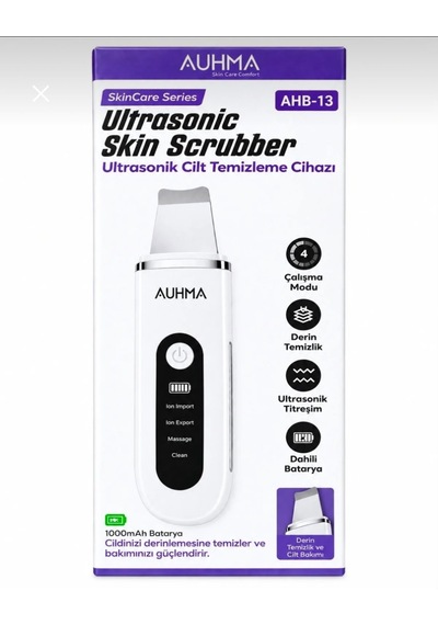 Auhma Ahb-13 Ultrasonik Cilt Temizleme Cihazı 4 Modlu İyon Teknolojili Siyah Nokta & Gözenek Temizleyici Yüz Masaj Aleti
