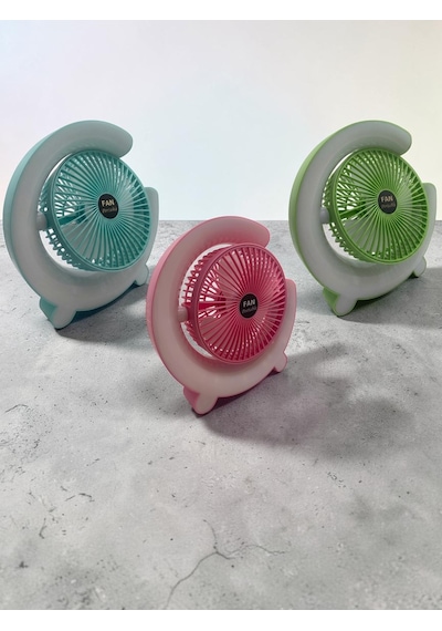 Led Işıklı Ev Ofis Soğutucu Pervane Fan Taşınabilir Şarjlı Masaüstü Fan - 1 Adet