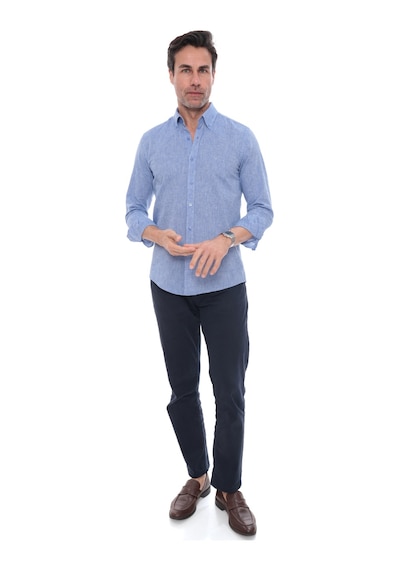 Slim Fit Uzun Kol Yaka Düğmeli Nefes Alan Keten Hediye Kutulu Erkek Gömlek Fs-004548 - Koyu Mavi-3242 Slim Fit Uzun Kol Yaka Düğmeli Nefes Alan Keten Hediye Kutulu Erkek Gömlek Fs-004548 - Koyu Mavi-3242