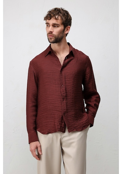 Antioch Crinkled Relax Fit Erkek Gömlek Bordo