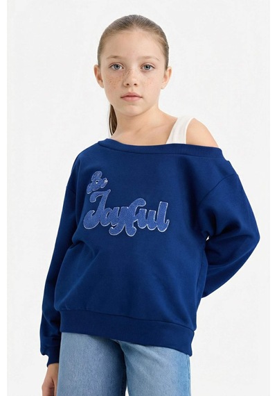 Defacto Kız Çocuk Carmen Yaka Sweatshirt G6827a826spnv42 Lacivert-nv42