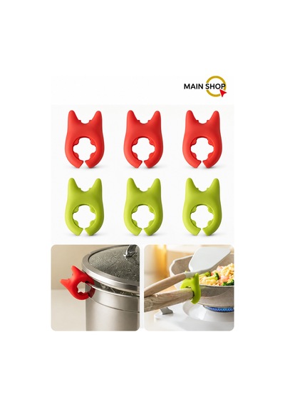 Mainshop 6 Adet Mutfak Tencere Kapağı Kaşık Tutucu Tava Tencere Kapağı Kaldırıcı M-50 Çok Renkli