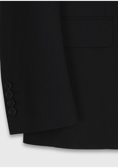 Ramsey Siyah Çizgili Modern Fit Yün Karışımlı Takım Elbise