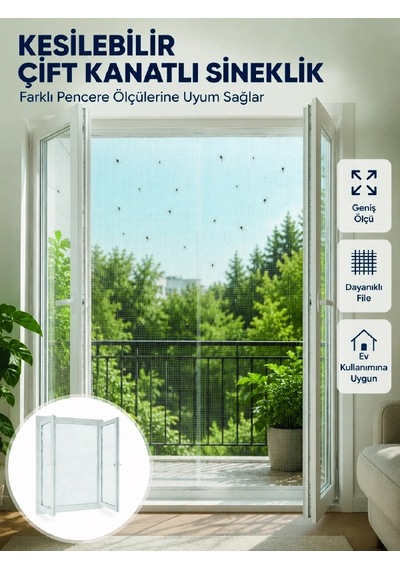 Kesilebilir Çift Kanatlı Pencere Sinekliği Dayanıklı File