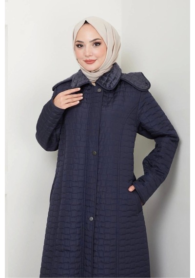 İçi Kürklü Tam Boy Kaban Mont - Lacivert / M0102 Lacivert