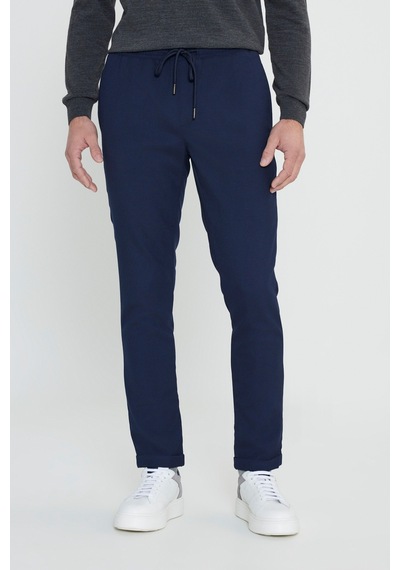 George Henry Slim Fit Dar Kesim Beli Bağlamalı Yan Cepli Jogger Pantolon Lacivert