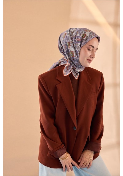 Silk Home Yaz Esintisi Eşarp 150002-19 Gümüş, Eflatun, Koyu Turuncu, Leylak