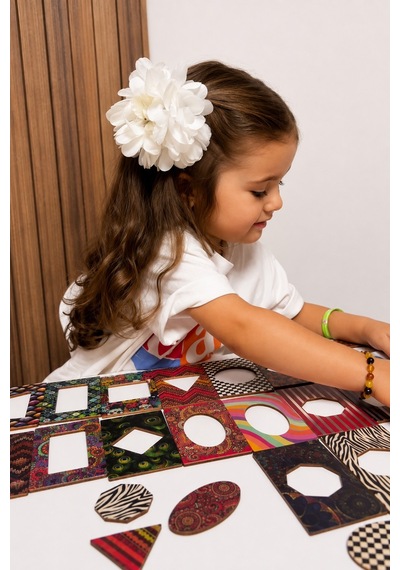 Montessori Ahşap Bultak Dr Seguin Geometrik Plakalar Şekil Desen Eşleştirme Seti 40 Parça 3+ 6x10 Cm