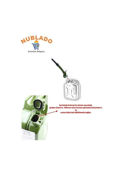 20 Litre Metal Benzin Bidonu 2 Li Set Sızdırmaz Kapaklı Akıtma Aparatlı Dayanıklyakıt Taşıma Bidonu