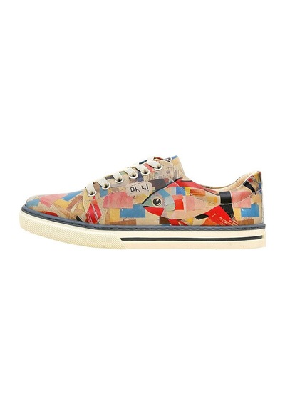 Kadın Vegan Deri Çok Renkli Sneakers - Hi Fish Tasarım