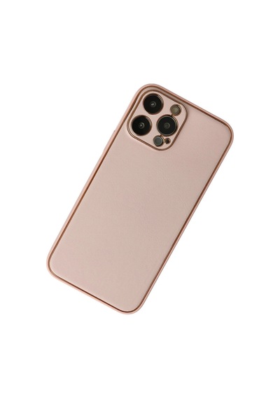 Apple Uyumlu iPhone 13 Pro Max Kılıf Coco Deri Silikon Kapak Pudra,