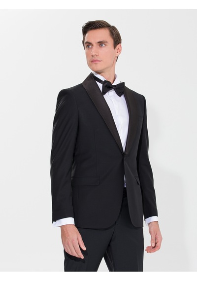 Cacharel Siyah Slim Fit Smokin Ceket
