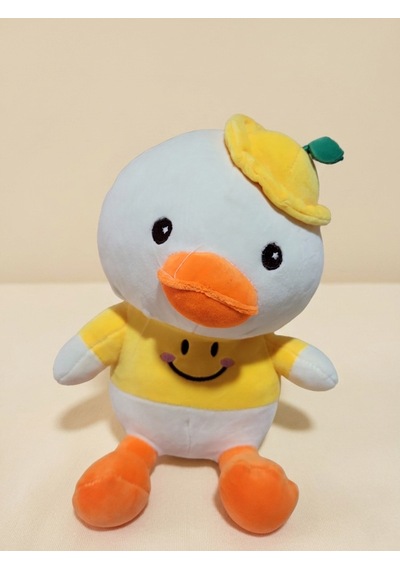 Peluş Oturan Ördek 35 Cm Sarı-beyaz-turuncu