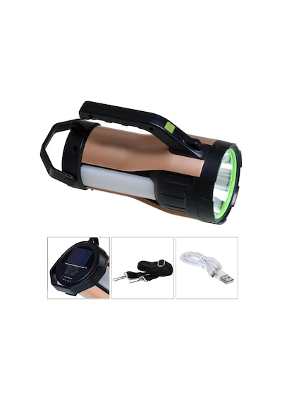 EL FENERİ PROJEKTÖR SOLAR ŞARJLI 10W+COB LED RANCHI HEL RC-T96 Kırmızı - Siyah