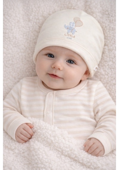 Caramell My Baby Kumsal Soft Colour Balonlu Fil Baskılı Bebek Şapka/bere //1595 Ekru Ekru