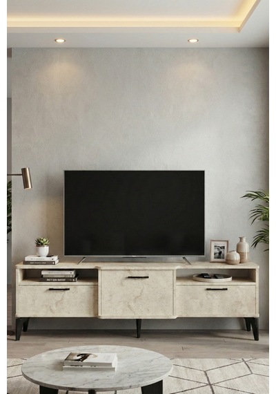 Mistral Tv Sehpası Suntalam Ekru 160x40 Cm Siyah