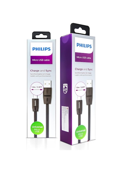 Philips Uyumlu DLC2519CB/97 3A 45 W Usb To Universal Micro 1.8 Metre Hızlı Data Ve Şarj Kablosu