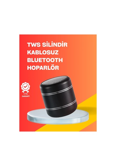 Mini Silindir Kablosuz Hoparlör Güçlü Ses 4w Bas + Tws Senkron Özellik Standart