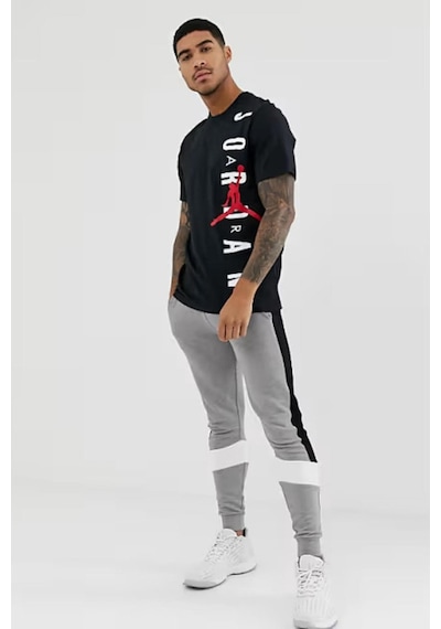 Nike Jordan Jumpman Vertical Air Stretch Crew Tee Erkek Logolu Tişört Siyah Gri