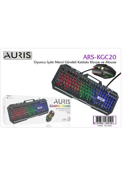 Auris Kgc20 Kablolu Oyuncu Klavye Mouse Set Led Q Siyah Lazer